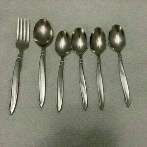 Lot 6 Pcs Oneida WM A Rogers Shoreline Flatware Serving/Table/Tea Spoons/Fork